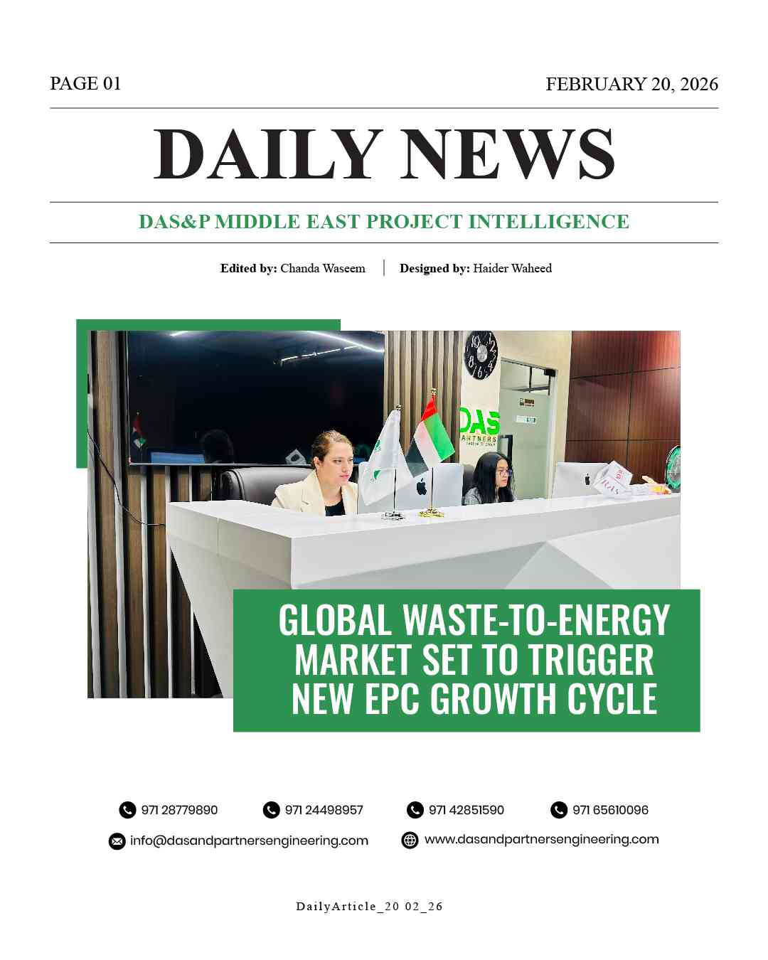 Daily News with DAS&P - 20th Feb 2026