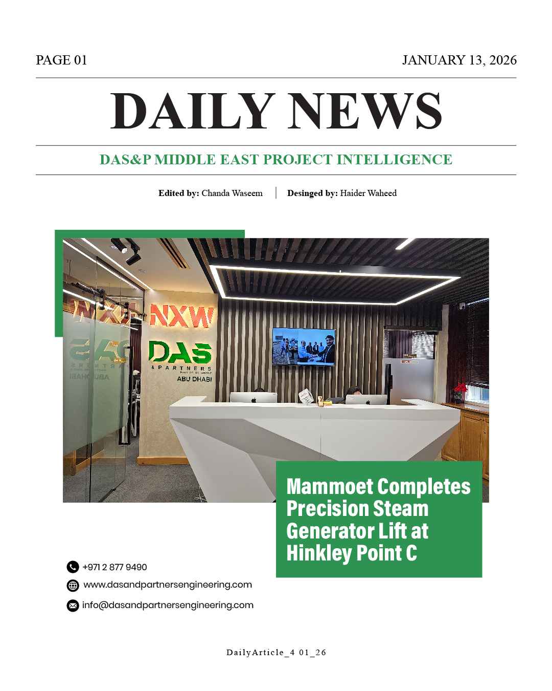 Daily News with DAS&P - 13th Jan 2026