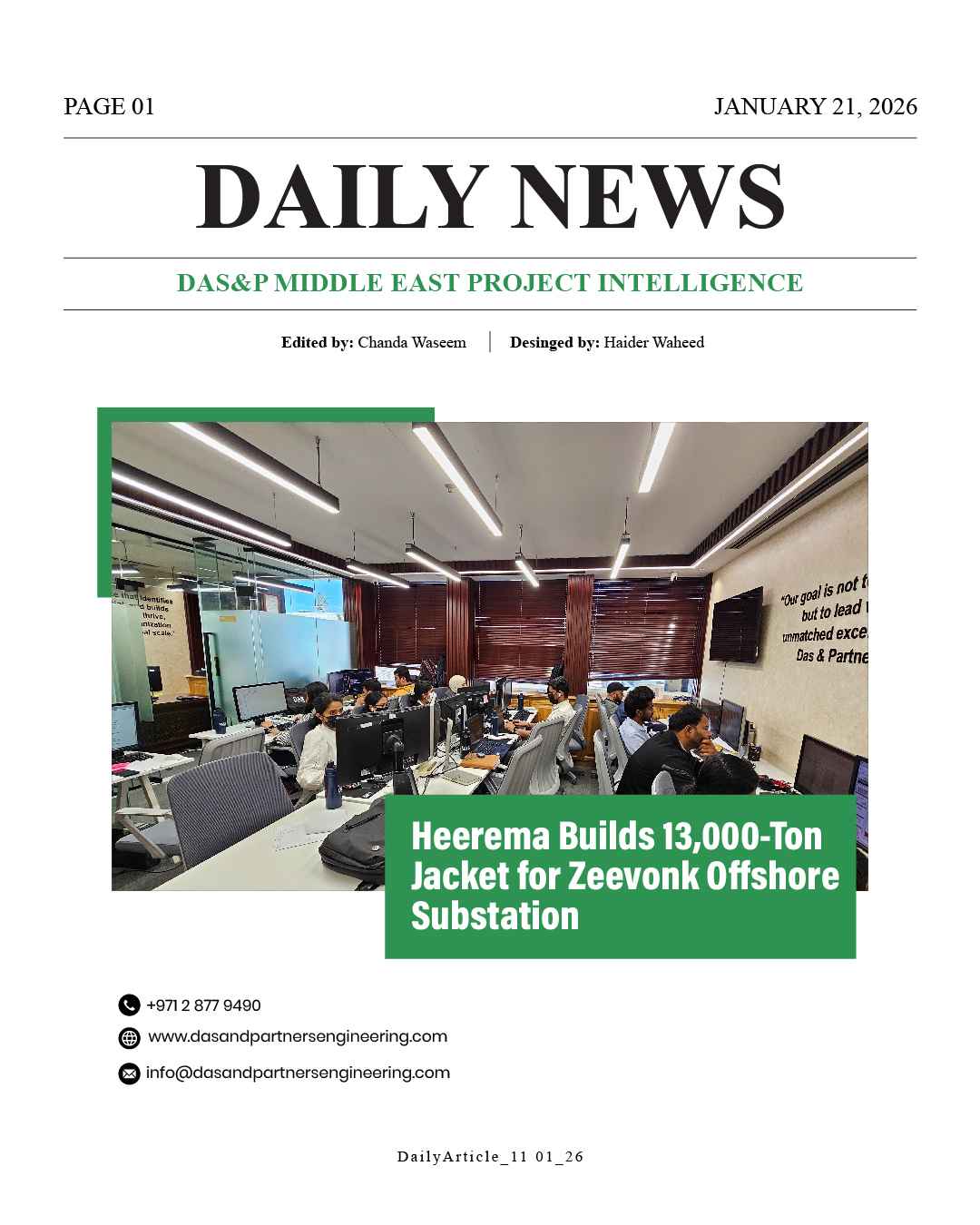 Daily News with DAS&P - 21st Jan 2026