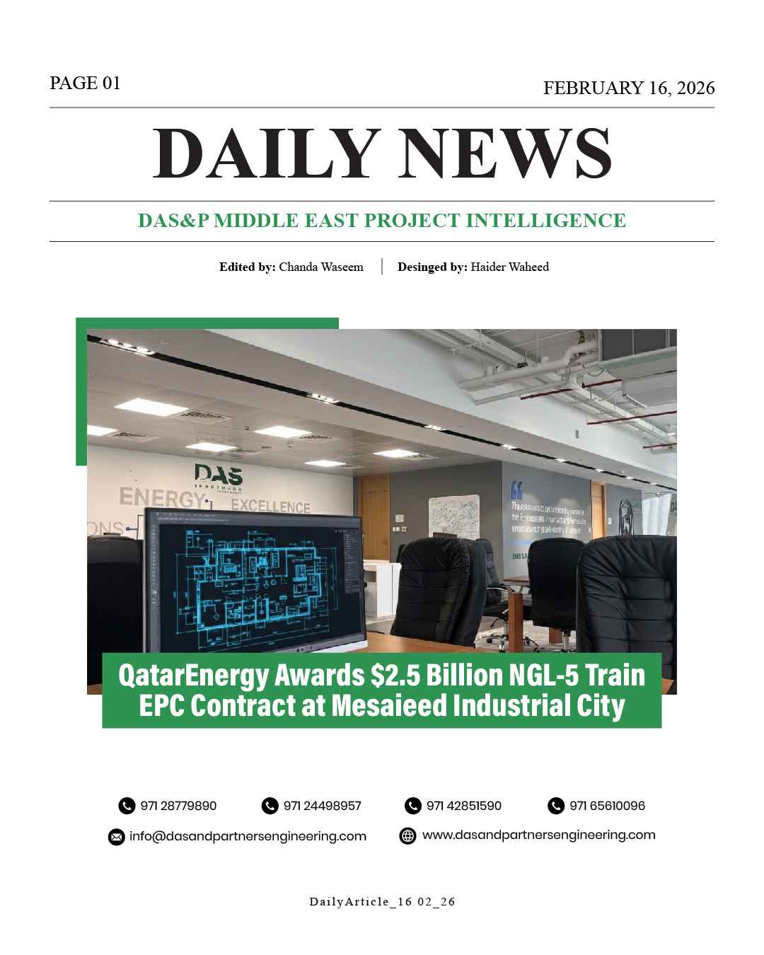 Daily News with DAS&P - 16th Feb 2026