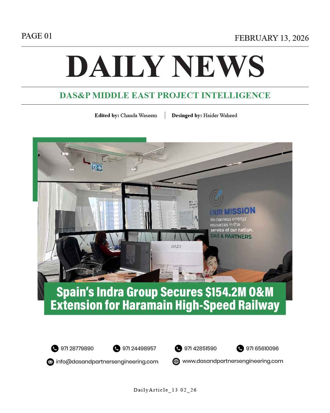 Daily News with DAS&P - 13th Feb 2026